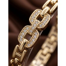 Zarene Silver Xuping Taşlı Zarif Bileklik 14K Gold