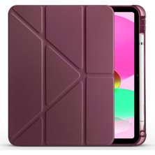 iPad Uyumlu 10.9 2022 (10.nesil) Kılıf Zore Tri Folding Kalem Bölmeli Standlı Kılıf-Koyu Mor