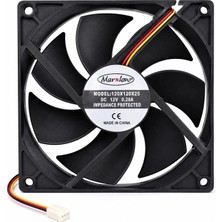 Marxlow 12CM Fan 12VOLT 25MM 120X120X25MM 12V 3p Dc 3 Kablo 0.28A
