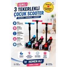 İlknur Toys Işıklı 3 Tekerlekli Çocuk Scooter Ayarlanabilir Gidonlu LED Tekerlekli Kaymaz Tabanlı 3-10 Yaş