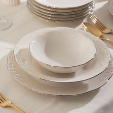 Porsima 4435 Büşra Platin Yaldızlı Yemek Takımı 24 Parça 6 Kişilik Yemek Seti