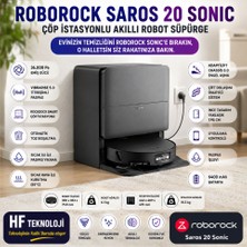 Roborock 100 ℃ Sıcak Suyla Kendi Kendine Istasyon Temizliği Yapan Saros 20 Sonic Çöp Istasyonlu Akıllı Robot Süpürge Siyah
