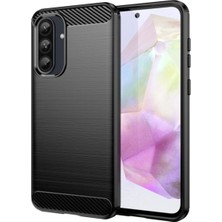 Microcase Samsung A37 5g ile Uyumlu Brushed Carbon Fiber Silikon Kılıf - Siyah AL3332