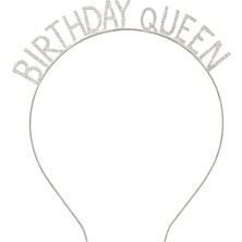Party Express Taşlı Taç Birthday Queen - Gümüş