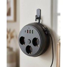 Nemere Ithalat Güvenli Çoklu Priz 3 Priz 3 USB 1 Type C Termal Koruma Uzun Kablo