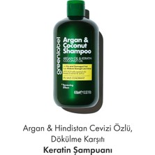 Greenlabel Argan ve Hindistan Cevizi Özlü Dökülme Karşıtı Besleyici ve Onarıcı Keratin Şampuanı 400 ml