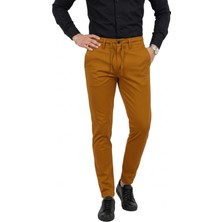Rizzup Erkek Taba Likralı Beli Lastikli & Ipli Dar Kesim Şık Kumaş Pantolon 2600572