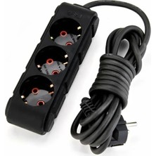 Die Grup 3'lü Topraklı Kablolu Grup Priz, 16A 250V, 5 Metre