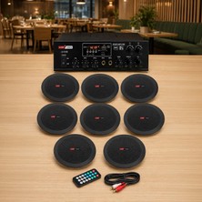 Lastvoice Black Small-7 Tavan Hoparlörü Anfi Mikrofon Ses Sistemi Paketi