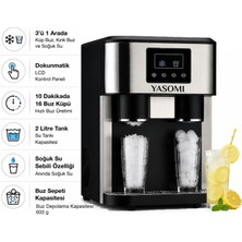Yasomi Coolmaster Zbs15 3in1 Buz Makinesi Küp & Kırılmış Buz, Soğuk Su Lcd Dokunmatik Inox Gövde 2l Tanklı Buz Makinesi