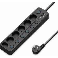 Die Grup Akım Korumalı Priz, 16A 3680W, 2 USB ve Type-C Girişli