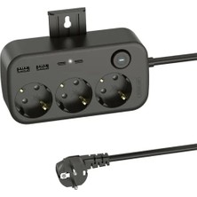 Die Grup 3'lü Priz + 4 USB (2 Type-C + 2 Usb-A) Çoklayıcı