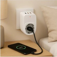 Die Grup Çok Fonksiyonlu Tekli Priz ve 3 USB Çıkışlı Hızlı Şarj Adaptörü