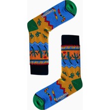 Carnaval Socks Kaktüs Vahşi Batı Desenli Renkli Erkek Çorap