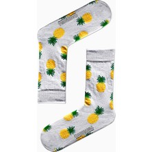 Carnaval Socks Beyaz Ananas Desenli Renkli Çorap