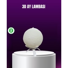 My Best Store Şarjlı 3D Baskılı 16 Renk Ay Lambası  Stand
