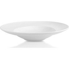 Güral Porselen 26 cm Beyaz Makarna Tabak Yuvarlak Düz Sade Desenli Porselen