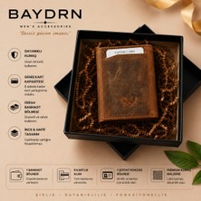 Baydrn Hakiki Eskitme Deri Akordiyon Mekanizmalı Erkek Cüzdanı - Rfıd Korumalı Taba Cüzdan