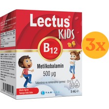 Lectus Metilkobalamin Kids 500 Mcg B12 Dil Altı Sprey 5 ml - 3 Adet (Toplam 15 Ml) - Dezenfektan Hediyeli (%72 Alkol)