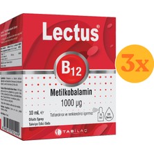 Lectus B12 Metilkobalamin 1000 Mcg Sprey 10 ml - 3 Adet (Toplam 30 Ml)