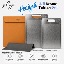 SHG HOME Paslanmaz Çelik Kesme Tahtası 3lü Set 23x34 /20x30 cm + Saklama Kılıfı + Kaydırmaz Mat HEDİYELİ