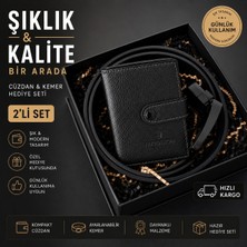 Baydrn Premium Erkek Hediye Seti - Akordiyon Mekanizmalı Cüzdan & Çift Taraflı Kot Kemeri