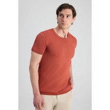 Twn Slim Fit Camel Düz Örgü T-Shirt 0EF069421003M
