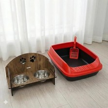 Yüksek Kenarlı Açık Kedi Tuvalet Kabı, Sıçrama Önleyici, Kolay Temizlenebilir, Kırmızı Set