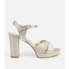 Hotiç 01SAH320990A540 KADIN Saten Metalik Gold Yüksek Topuklu Sandalet