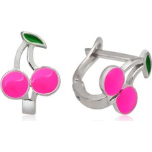 Yvz Store Gümüş Pembe Kiraz Çocuk Küpesi