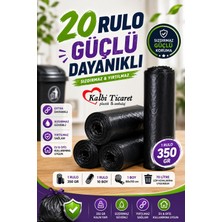 Kalbi Ticaret Kalın Çöp Torbası 350 gr x 20 Rulo Siyah Çöp Poşeti 80x110 cm Jumbo Endüstriyel Çöp Torbası