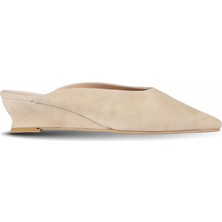 Bueno Shoes Bej Süet Kadın Topuklu Terlik