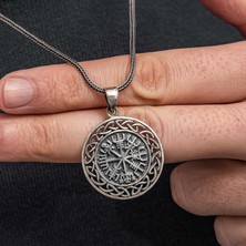 Yvz Store Gümüş Viking Pusula Erkek Kolye