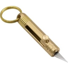 Mini Falçata Anahtarlık Bıçağı, Pirinç Sap, Çelik Bıçak, 40MM Kapalı Uzunluk, 51MM Açık Uzunluk, 11 Gram
