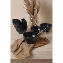 Keramika Mat Siyah Organik Kase 15 cm 6 Adet 956