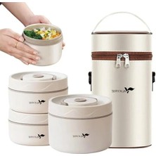 Isı Yalıtımlı Yemek Kabı Seti, 304 Çelik, 2 x 420ML + 550ML