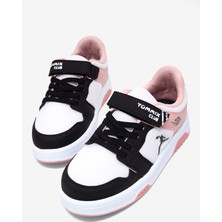 Tonny Black Çocuk Unisex Siyah Pudra Rahat Kalıp Ortopedik Cırtlı Sneaker