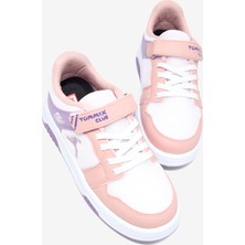 Tonny Black Çocuk Unisex Pudra Lila Beyaz Rahat Kalıp Ortopedik Cırtlı Sneaker