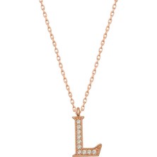 Yvz Store 925 Ayar Gümüş Rose L Harfi Kadın Gümüş Kolye