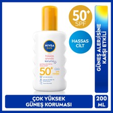 Nivea SUN SPF50 Hassas Ciltler İçin Güneş Koruyucu Sprey 200ml, Suya Dayanıklı, Güneş Alerjisine Karşı Etkili, Kokusuz