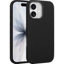 Alan Tech iPhone 17 Kılıf M-Safe Şarj Özellikli Kumaş Tasarımlı Alt Miami Sert Pc Kapak - Siyah