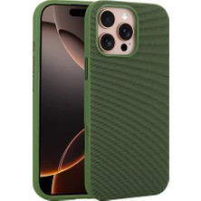 Alan Tech iPhone 16 Pro Max Kılıf M-Safe Şarj Özellikli Kumaş Tasarımlı Alt Miami Sert Pc Kapak - Yeşil