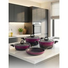 Hascevher Gloria 7 Pcs Silikon Tencere Seti 2.7mm (1822TEN26KAR26TV) Renk Siyah Magenta