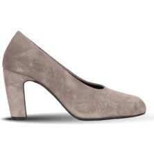 Bueno Shoes Vizon Süet Kadın Topuklu Ayakkabı