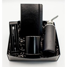 As Gift H2O Kılıflı Su Matarası & Siyah Defter & Siyah Kupa & Siyah Kalem Hediye Seti