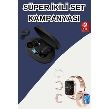 My Best Store Nabız Ölçer Hediye Bileklikli Akıllı Saat ve Dijital Göstergeli Bluetooth Kulaklık Çoklu Şa