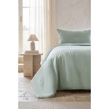 Ocean Home Textile Nakışlı Mint Tek Kişilik Yatak Örtüsü Seti 1 Adet 180 x 230 / 1 Adet 50 x 70 cm