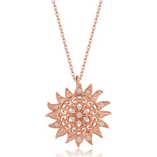 Yvz Store 925 Ayar Gümüş Rose Güneş Kadın Kolye