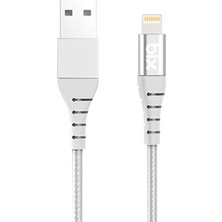 Bix BX-IP01C iPhone İçin Ultra Güçlendirilmiş MFI Lightning Şarj Kablosu Beyaz