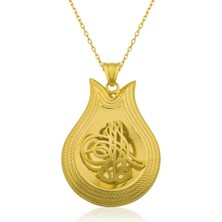 Yvz Store 925 Ayar Gümüş Sarı Tuğra Kadın Gümüş Kolye